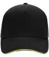 B15C Beechfield Ultimte Sandwich Peak Cap Black / Lime Green colour image